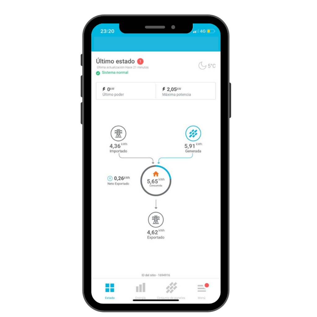 Mockup app producción energética