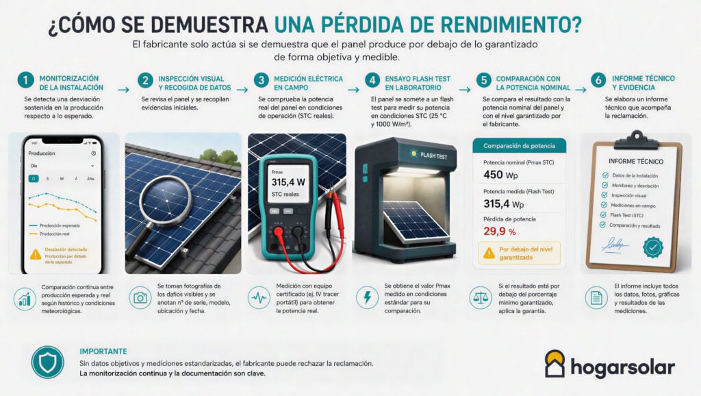 Demostración de una pérdida de rendimiento de paneles solares