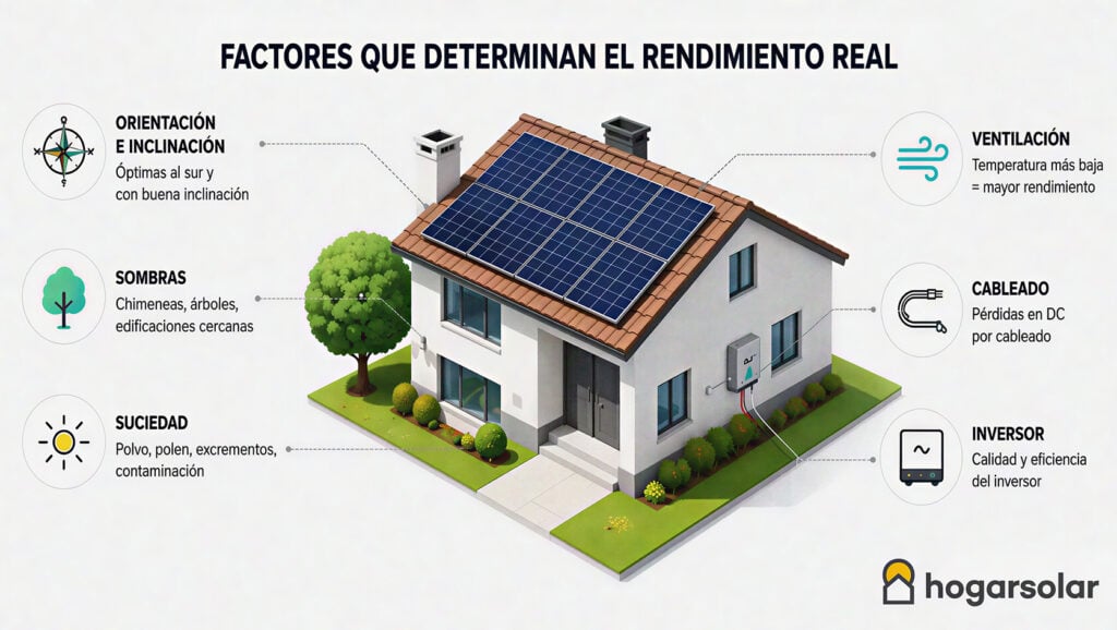 Factores de rendimiento de las placas solares