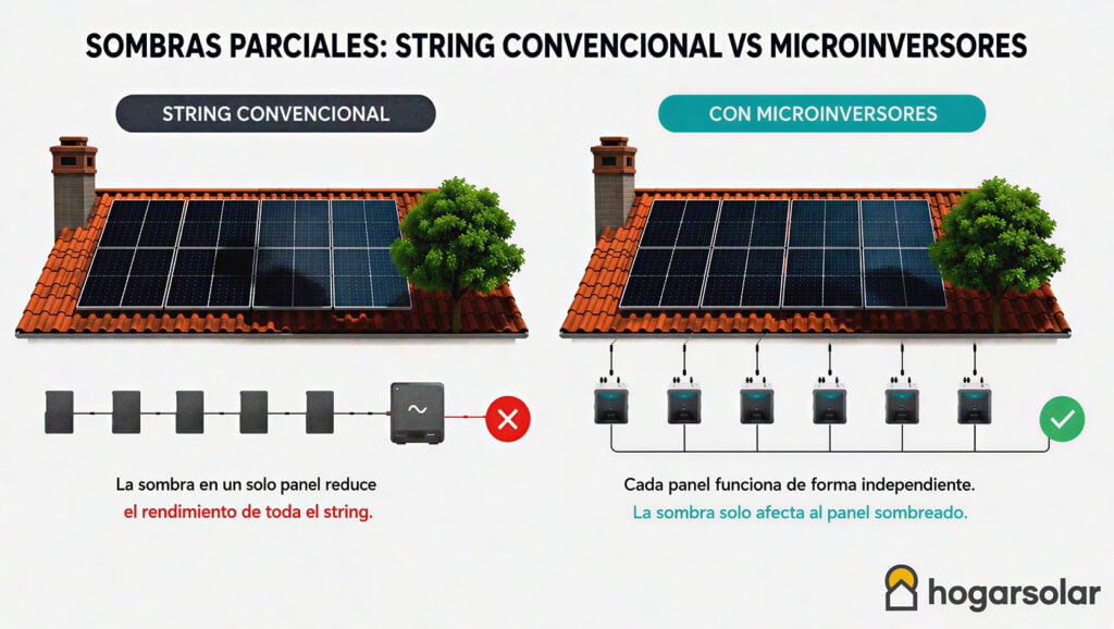 rendimiento de las placas solares con sombras parciales
